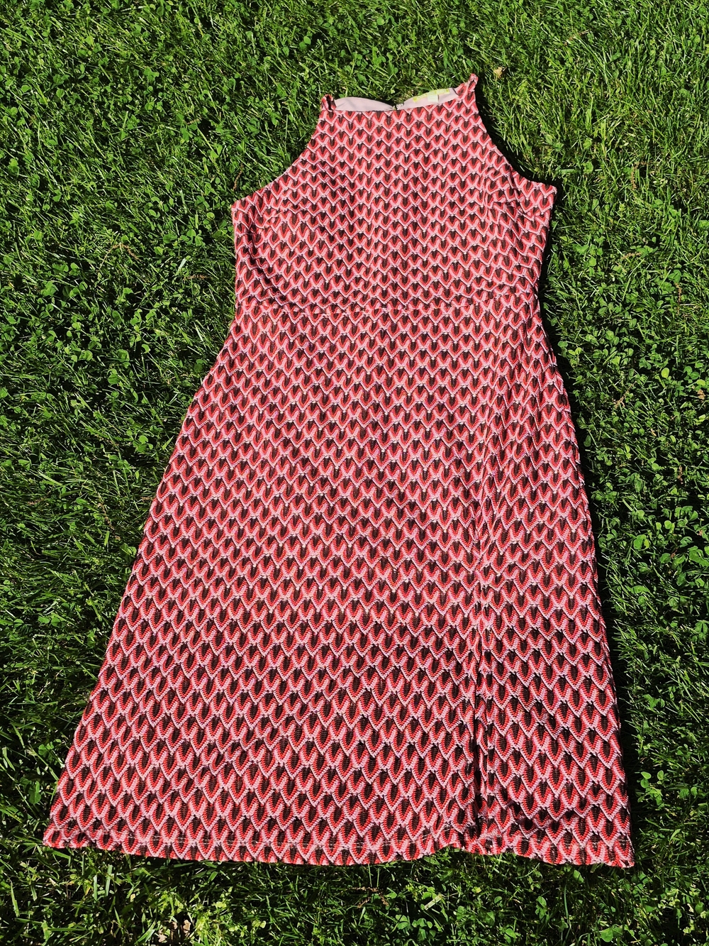GIANNI BINI Pink/Brown Printed Sleeveless Midi Dress-L